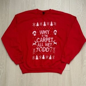 Gildan Red Crewneck Sweater with Humorous Holiday Design